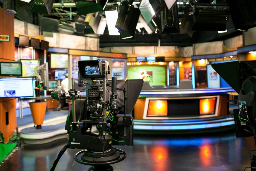 TV camera on a television set